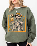 Coffee Lover Skeleton Lady, Mom Halloween Vintage Sweatshirt