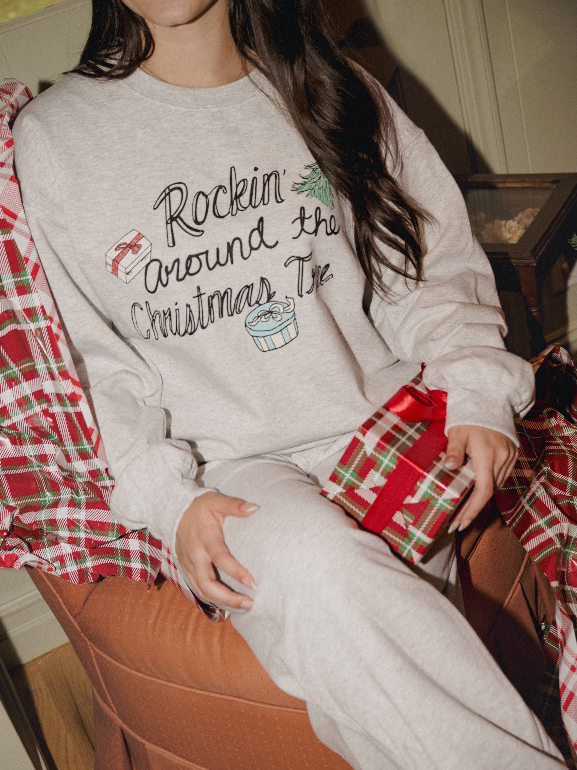 Rockin' Around the Christmas Tree Ash Gray Sweatshirt