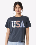 USA America Patriotic Quilted Puff Ink Navy Ellie Tee