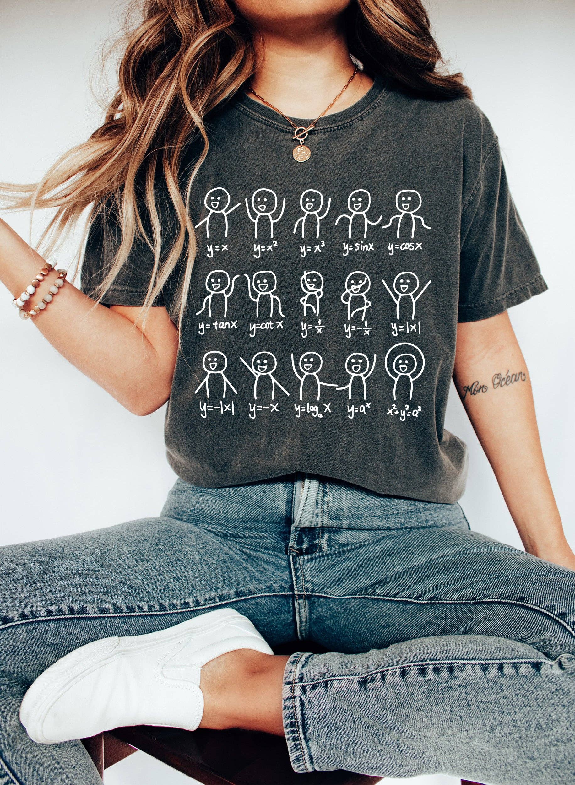 Math Stick Figures Teacher Wh T-Shirt