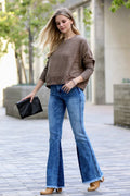 ,,..._ SI-24927 Brushed Melange Hacci Dolman Sleeve Sweater