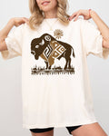 Bison, Western, Buffalo Sun Cowboy Nature Tribal Print Shirt