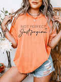 Not Perfect Just Forgiven Coral Faith Based Graphic Tee