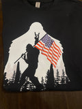 Patriotic July 4th Bigfoot T-Shirt (Black)