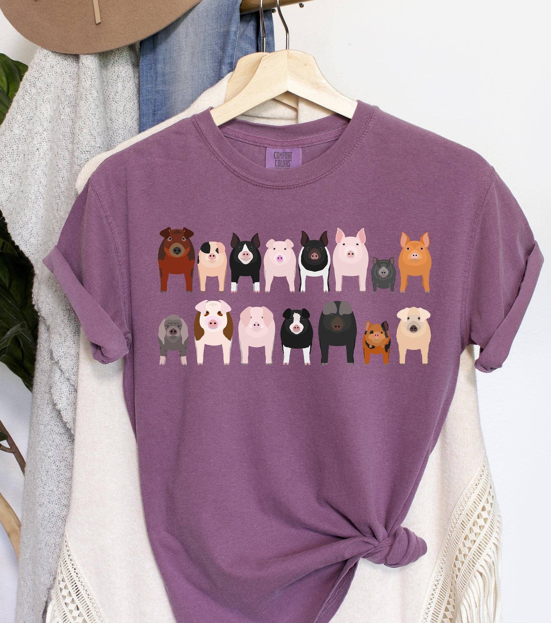 Pig Breeds Farm Animal Lover T-Shirt