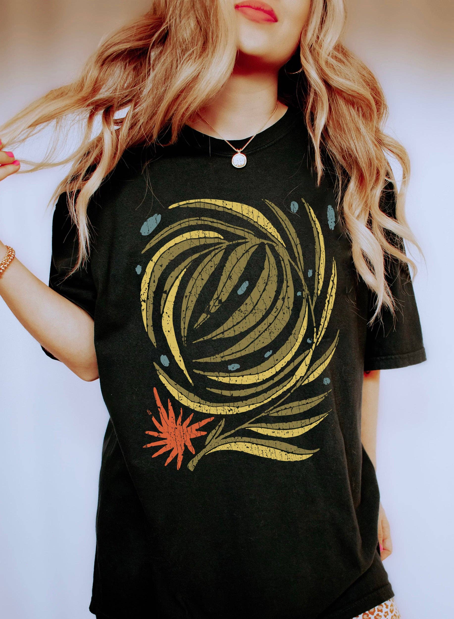 Boho Abstract Ferns Vintage T-Shirt