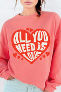 All You Need Is Love Heart Graphic Brushed Sweatshirts