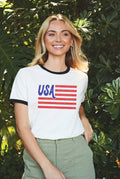 USA Flag Ringer Graphic Top