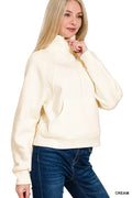 1016 Fleece Half Zip Kangaroo Pocket Sweatshirts SI-27205