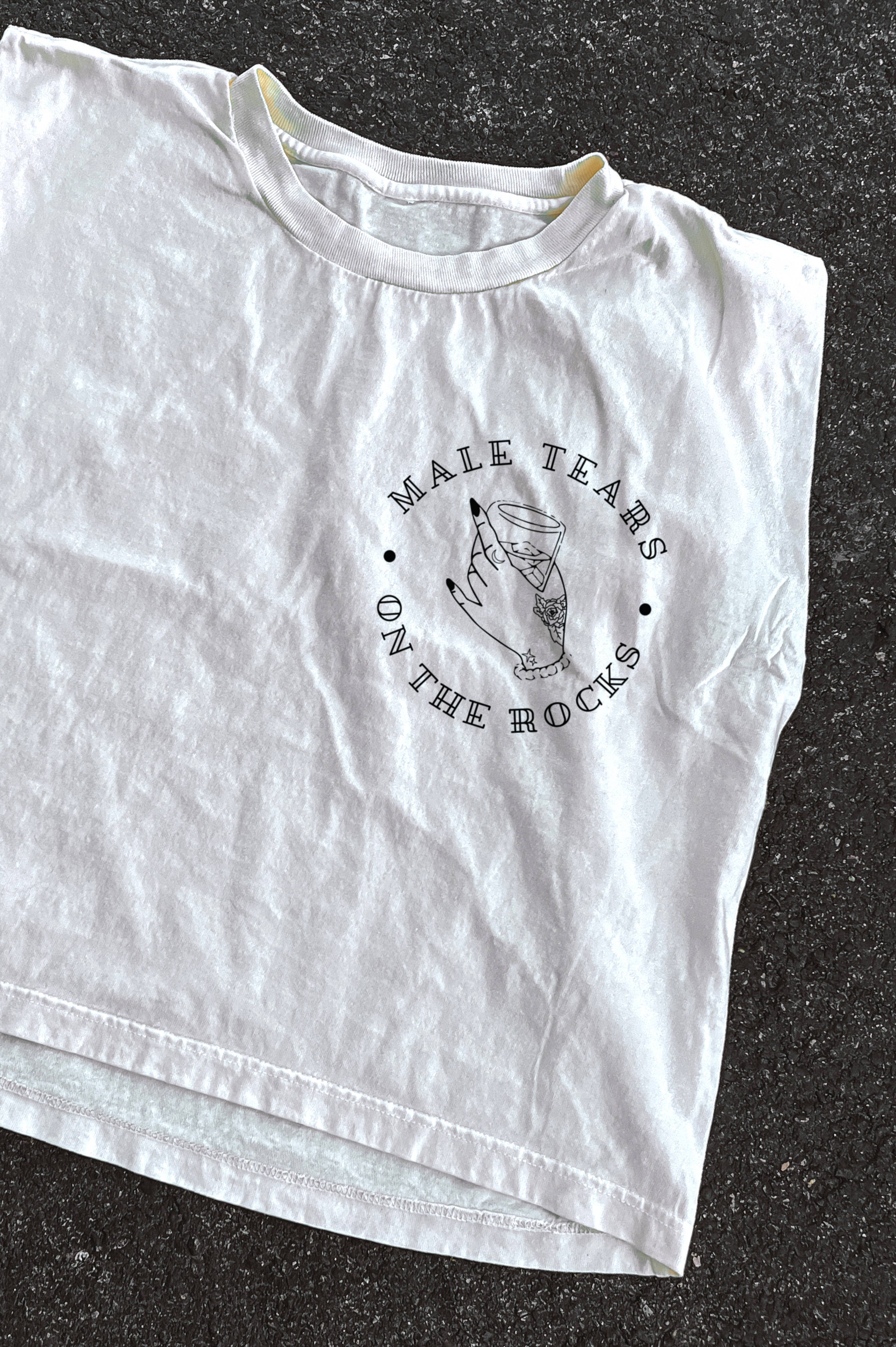 Male Tears On the Rocks Feminist Muscle Tee - Ivory