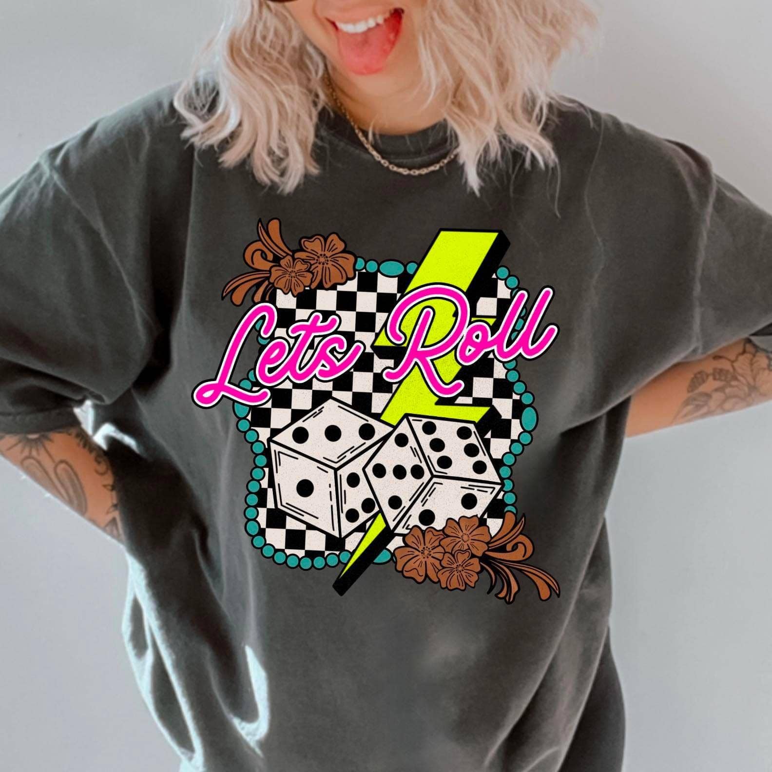 Let’S Roll Retro Western Comfort Color Graphic Tee