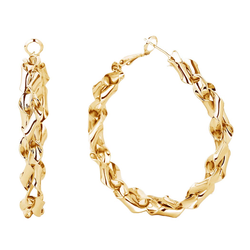 14K Gold-Dipped Twisted Omega Closure Earrings