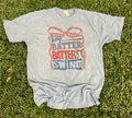 Hey Batter Batter Swing On Tultex Heather Athletic Blue