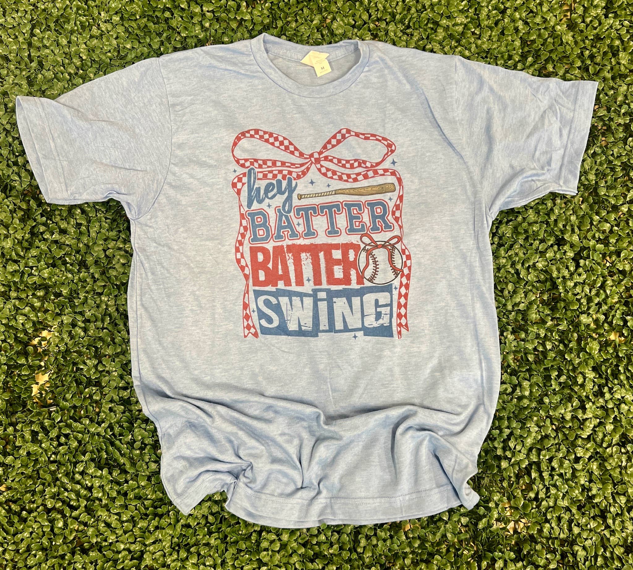 Hey Batter Batter Swing On Tultex Heather Athletic Blue