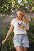 Howdy Smiley Face Ringer Graphic T-Shirt