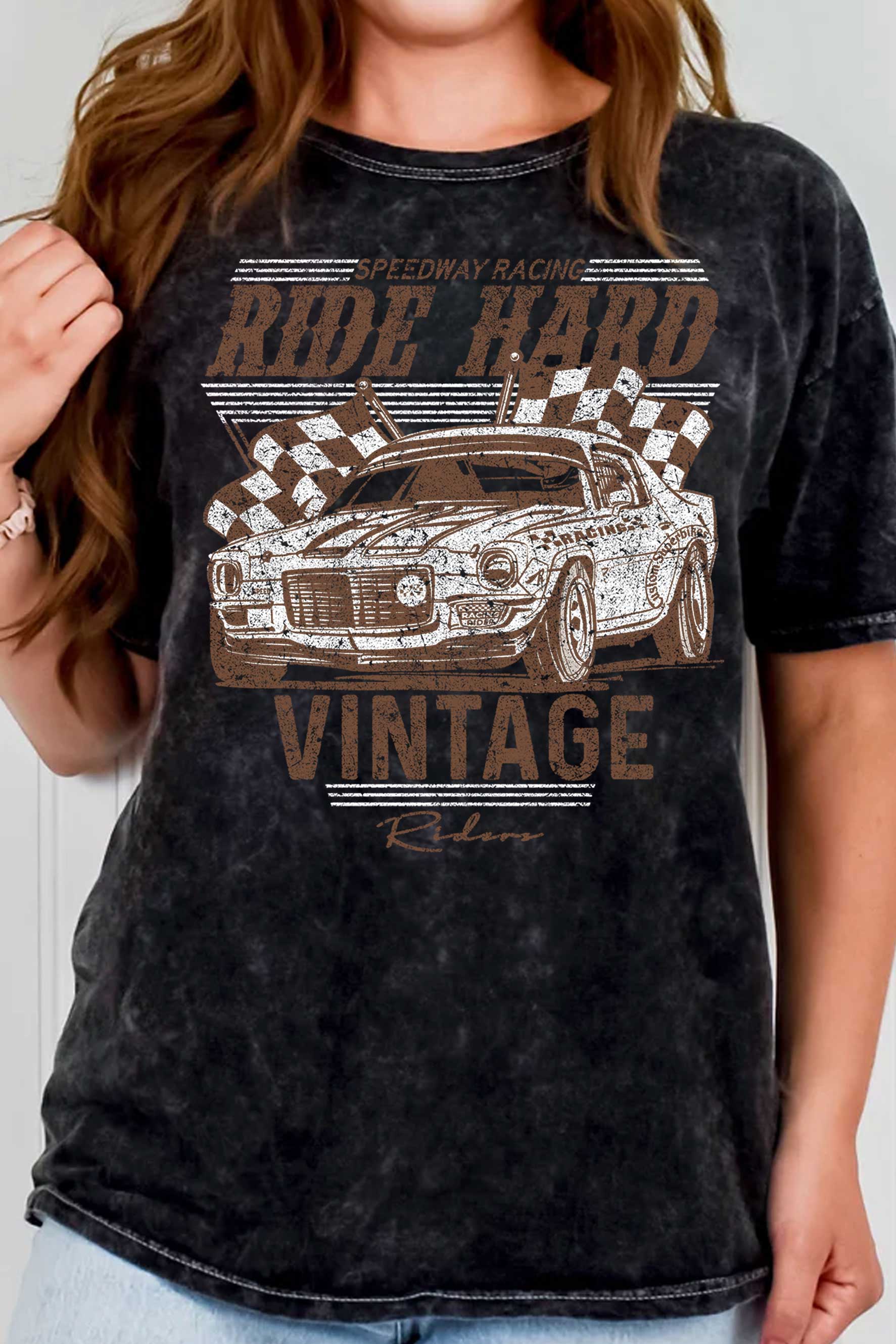 Ride Hard Vintage Rider Mineral Graphic Tshirts