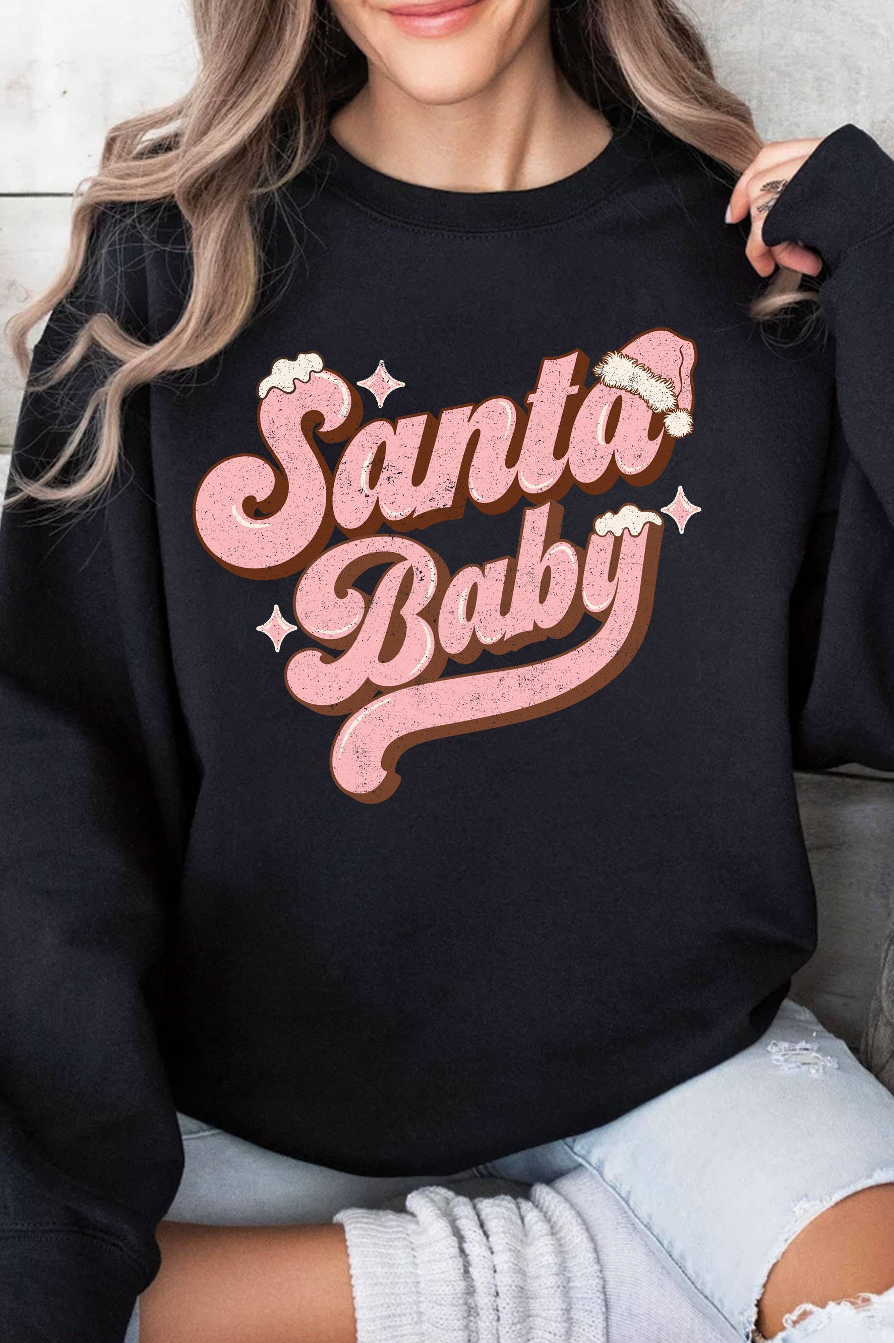 Santa Baby Graphic Brushed Sweatshirts