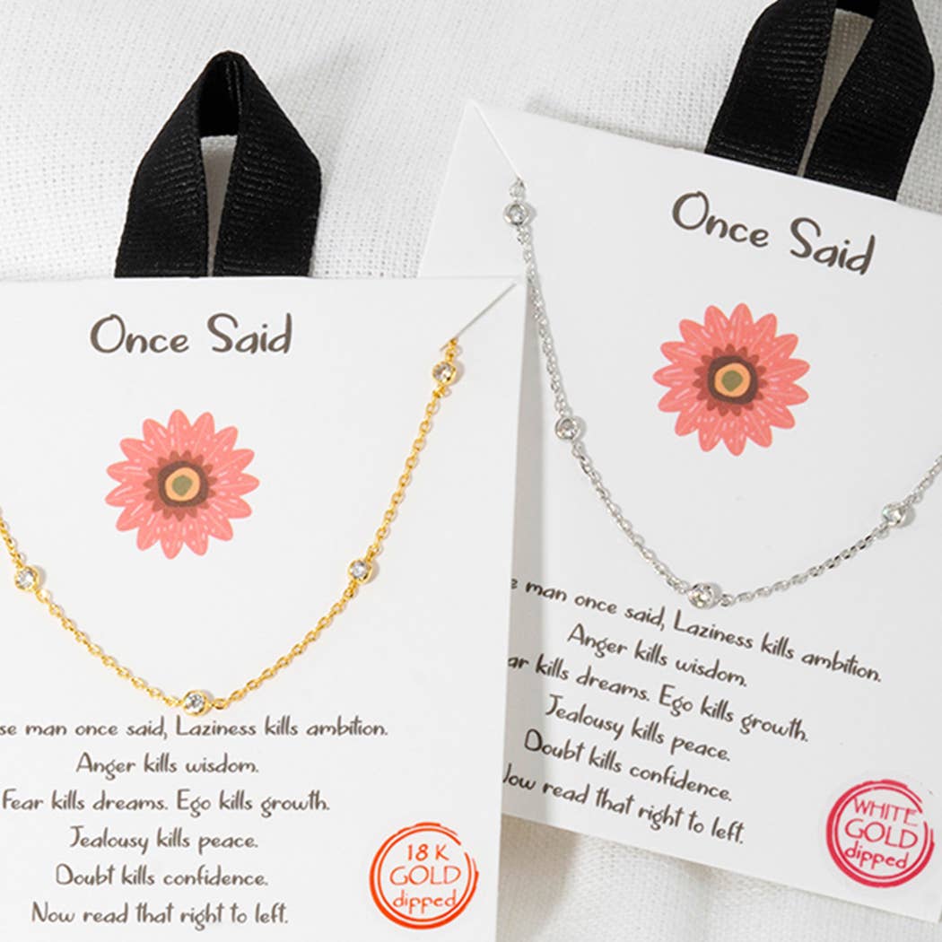 Gold-Dipped Minimal Five Cz Station Necklace