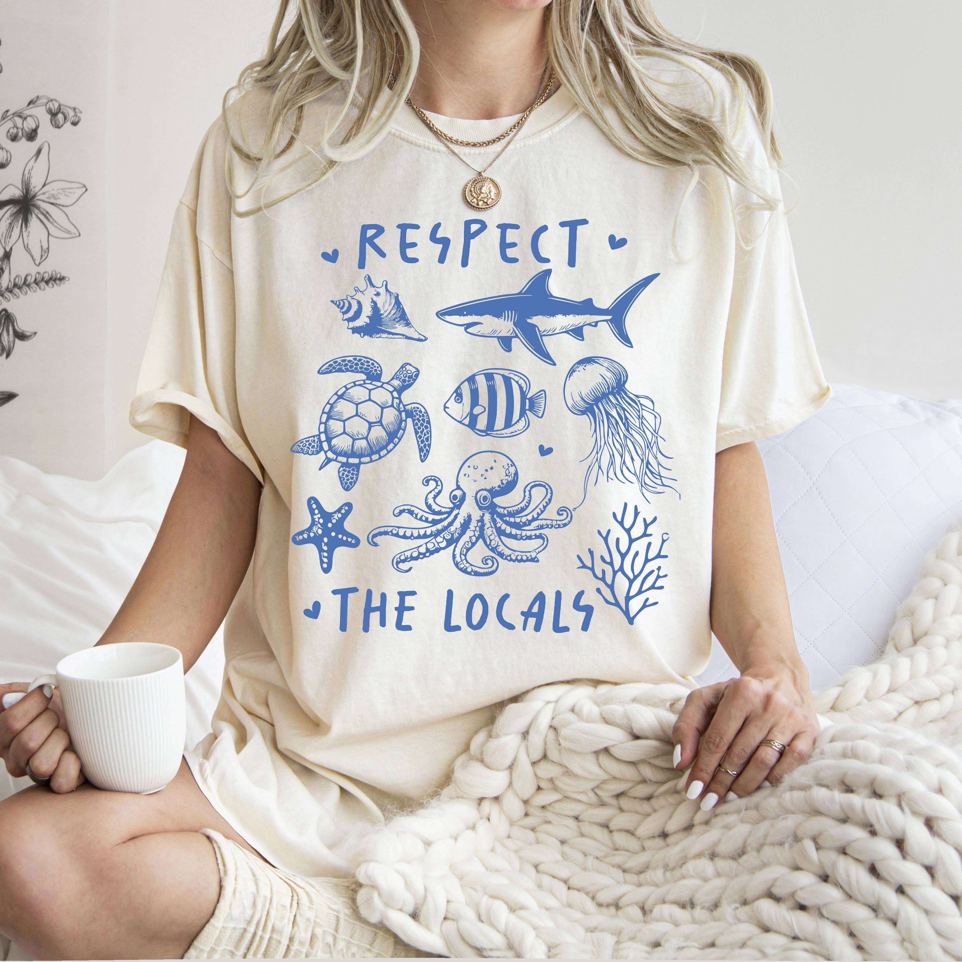 Respect the Locals, Sea Turtle, Lake, Fishing, Summer Tshirt