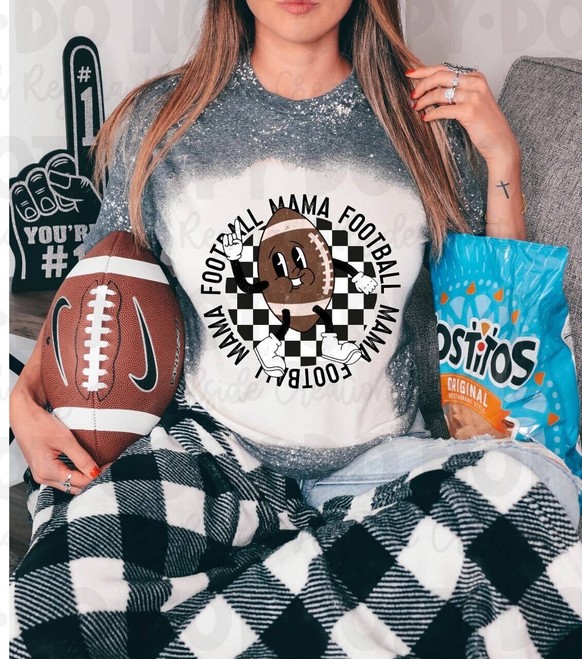 Cute Bleached Football Mom Tee Football Life & Character
