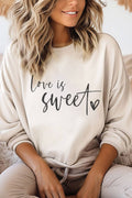 Love Is Sweet Valentine's Graphic Brushed Sweatshirts