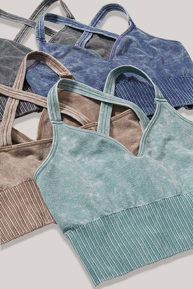 `.Washed Seamless Bra Cross Back