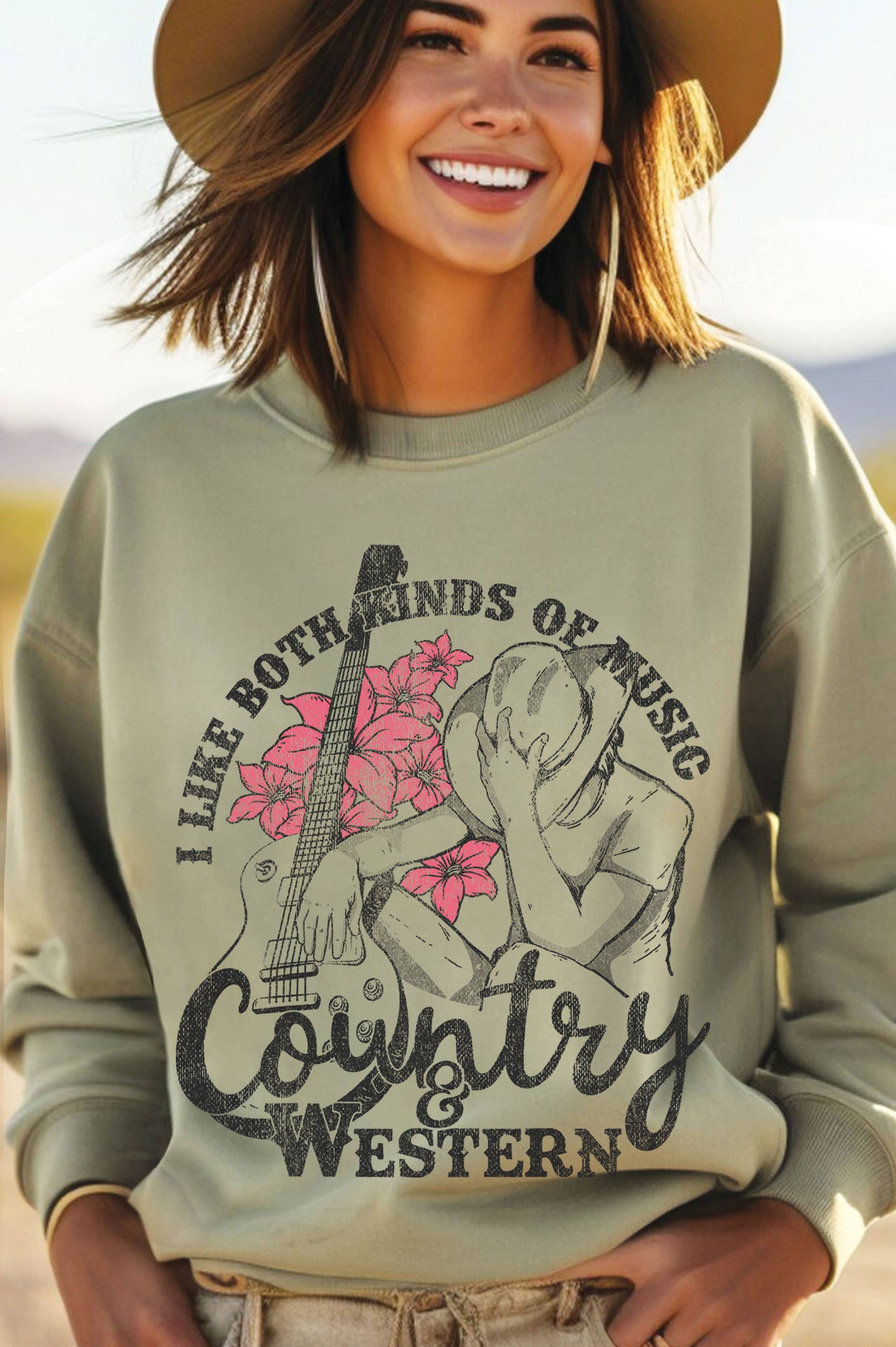 Country and Western Cowboy Graphic Brushed Sweatshirts