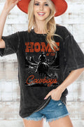 Women Cowboys Graphic Print Oversize Mineral Top