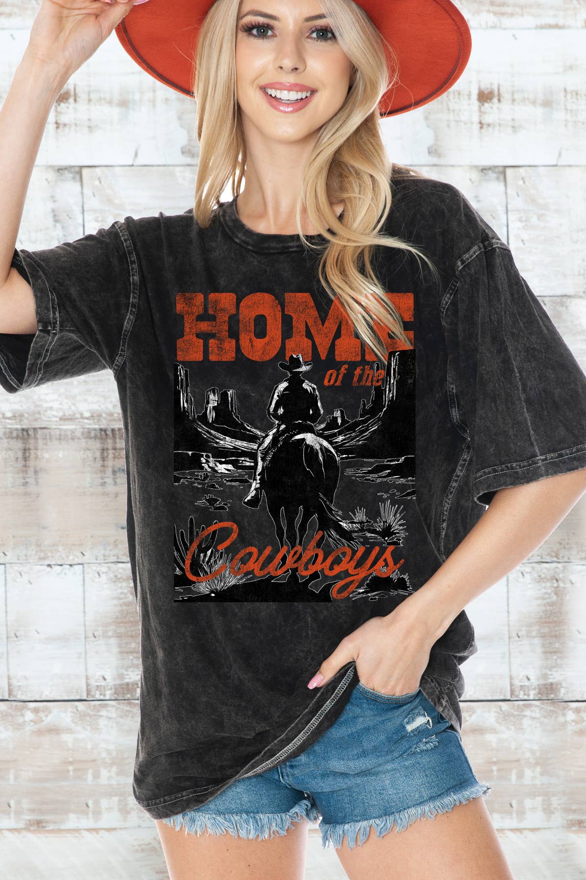Women Cowboys Graphic Print Oversize Mineral Top