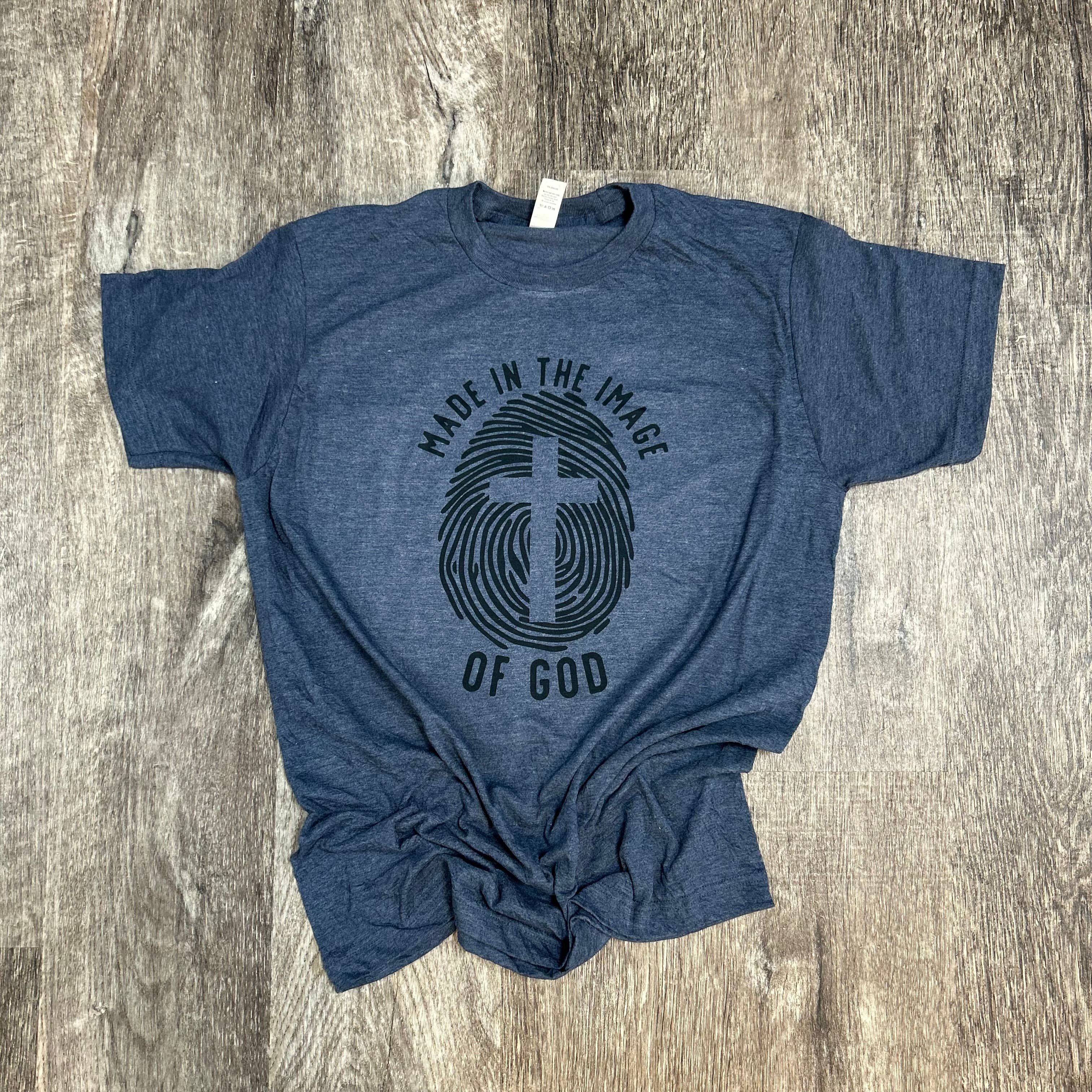 Made in the Image of God Heather Navy Tee