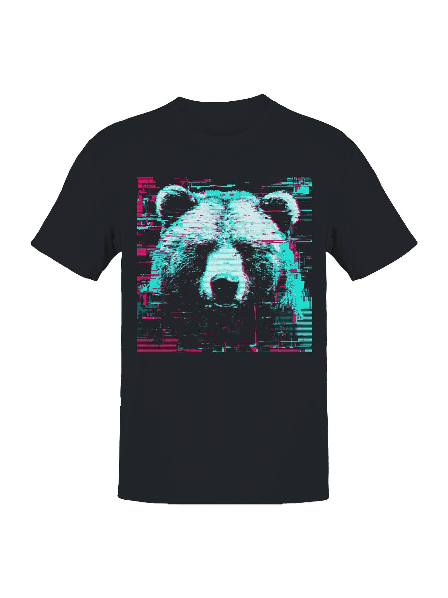 Glitch Art Bear Design Men's T-Shirt