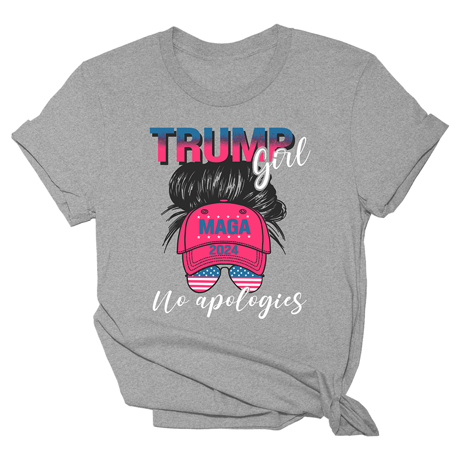 Trump Girl No Apologies - Lmf Girl Tee Heather Grey Tee