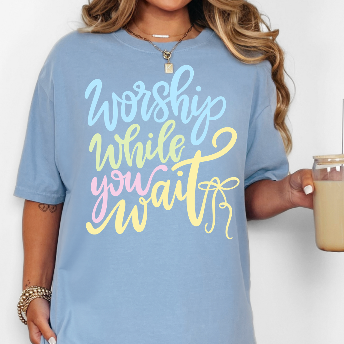 Coquette Worship While You Wait Comfort Color Tee