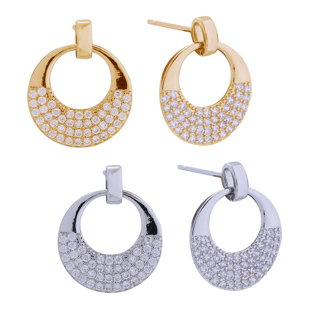 14K Dipped Moon Shape Textured Post Earrings (Copy)