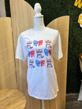 Patriotic Cats with Glasses and Bows On White Tee