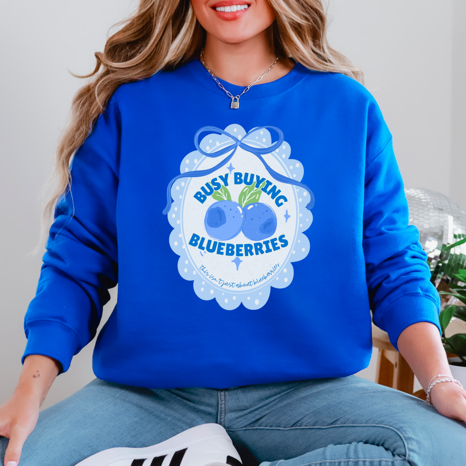 Busy Buying Blueberries Coquette Graphic Sweatshirt |Gildan