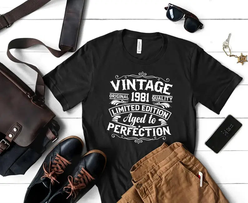 Vintage 1981 T-Shirt, Aged To Perfection Shirt, Gift For Her