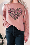 Heart Leopard Valentine Graphic Terry Sweatshirts