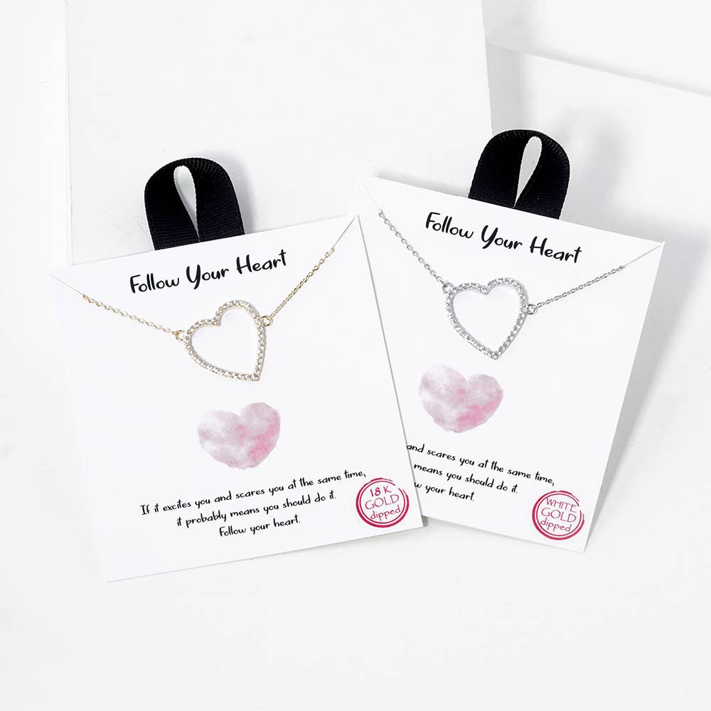 Gold-Dipped Heart Charm Necklace - Hypoallergenic