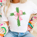 Pink Coquette Bow Cross  | Easter Graphic Tee | Gildan