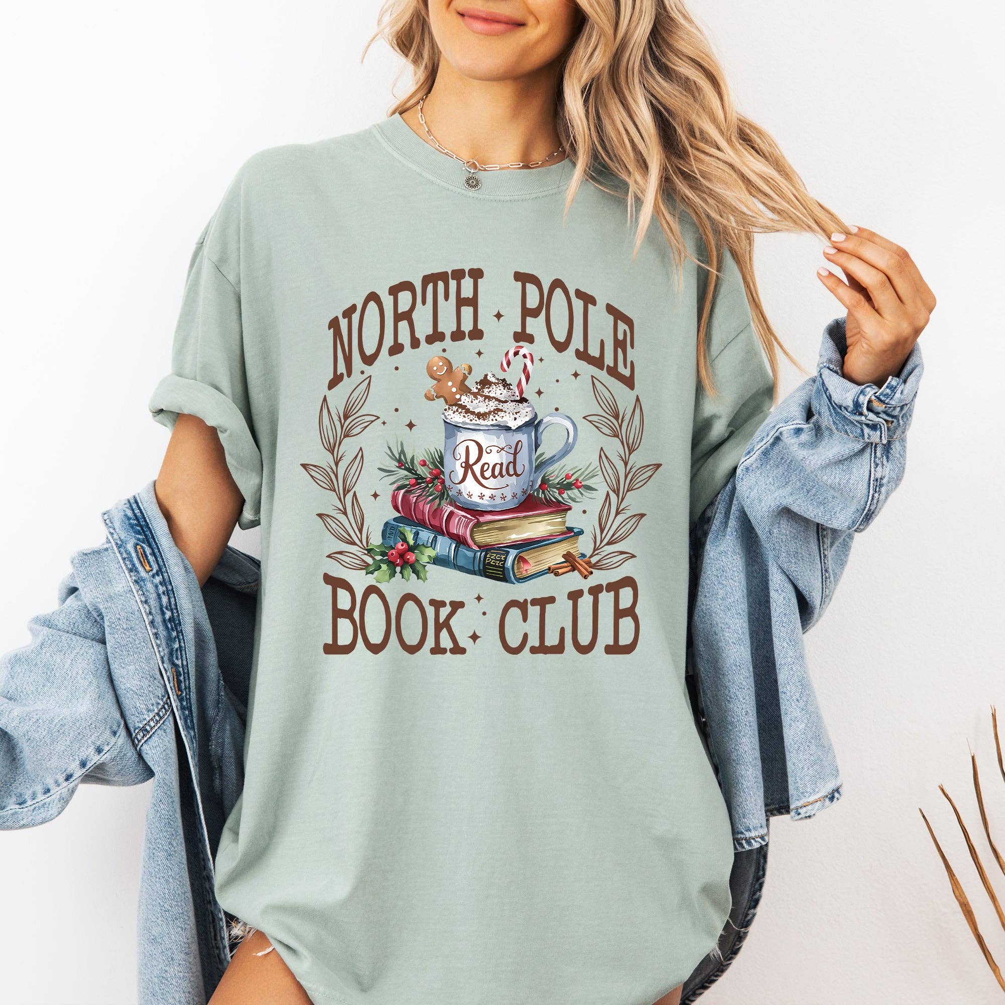 North Pole Book Club, Teacher Christmas Library Tshirt
