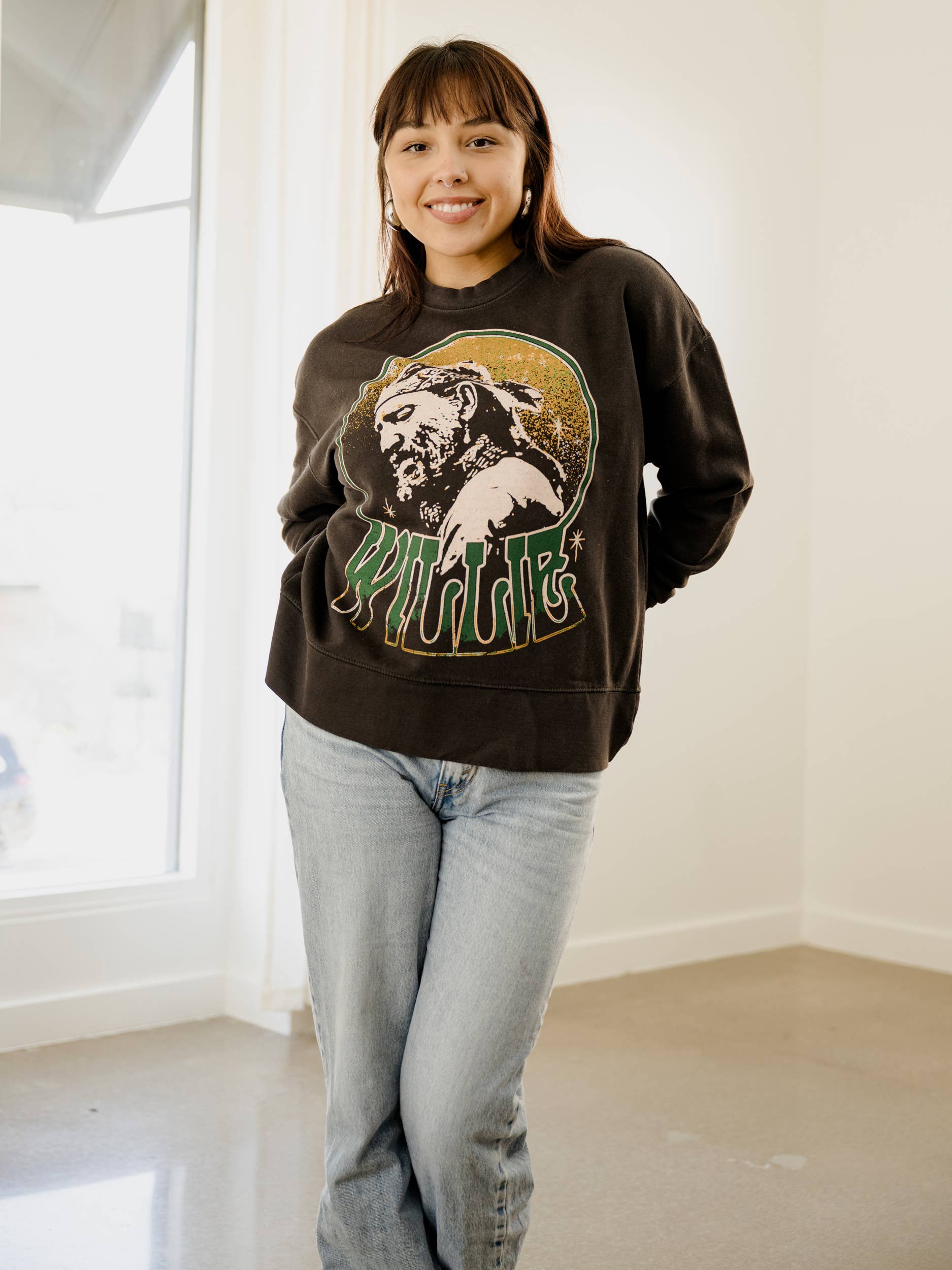 Willie Nelson Crystal Smoke Hi-Dive Oversized Sweatshirt