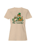 St. Patrick's Day Lucky Cat with Shamrocks Pot Women's Tee