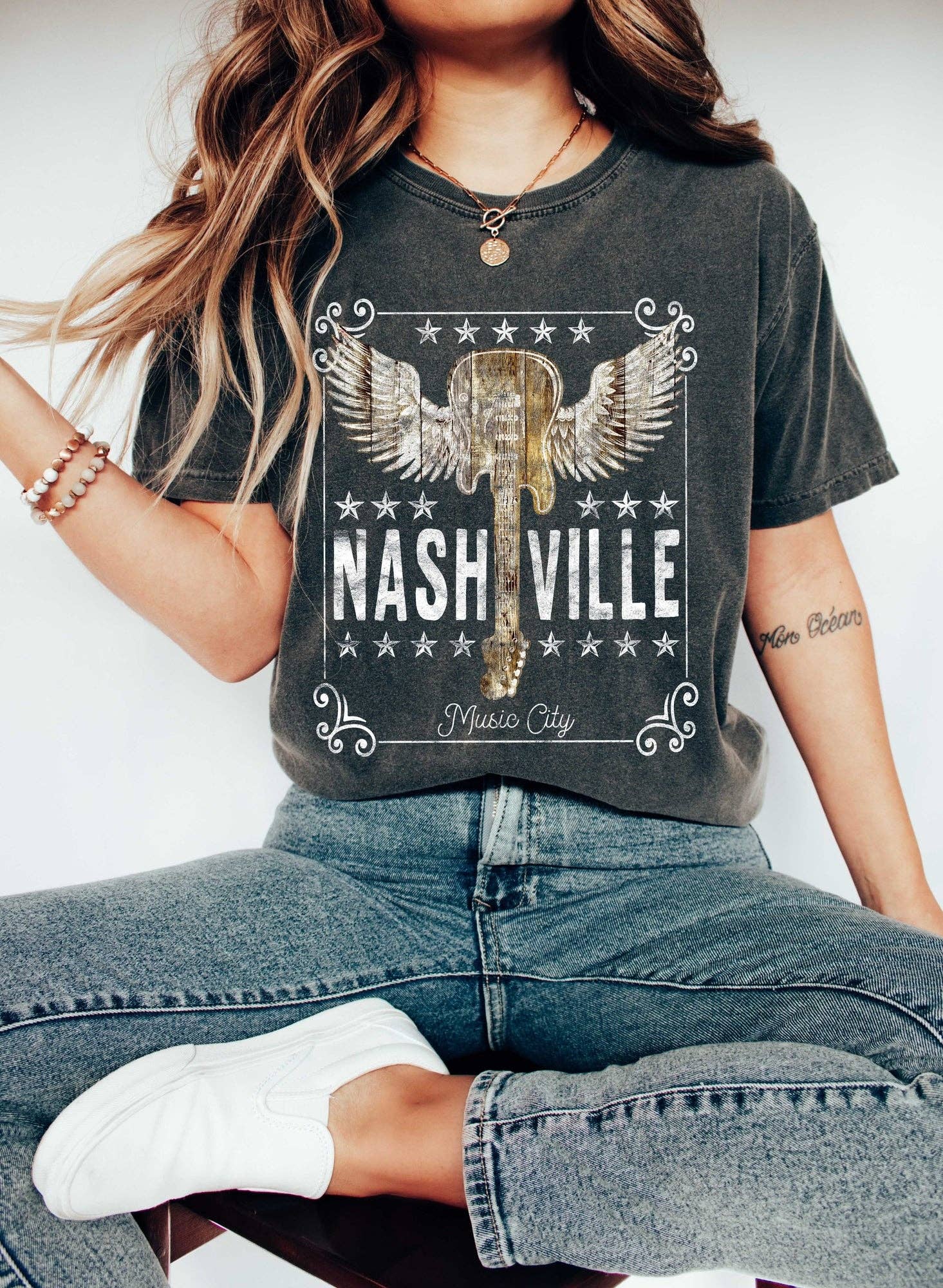 Nashville Music City Guitar T-Shirt
