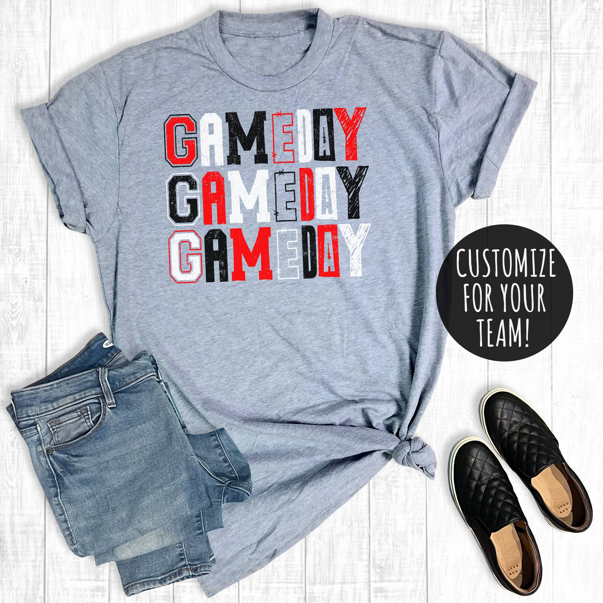 Custom Football Game Day Letters Graphic Tee