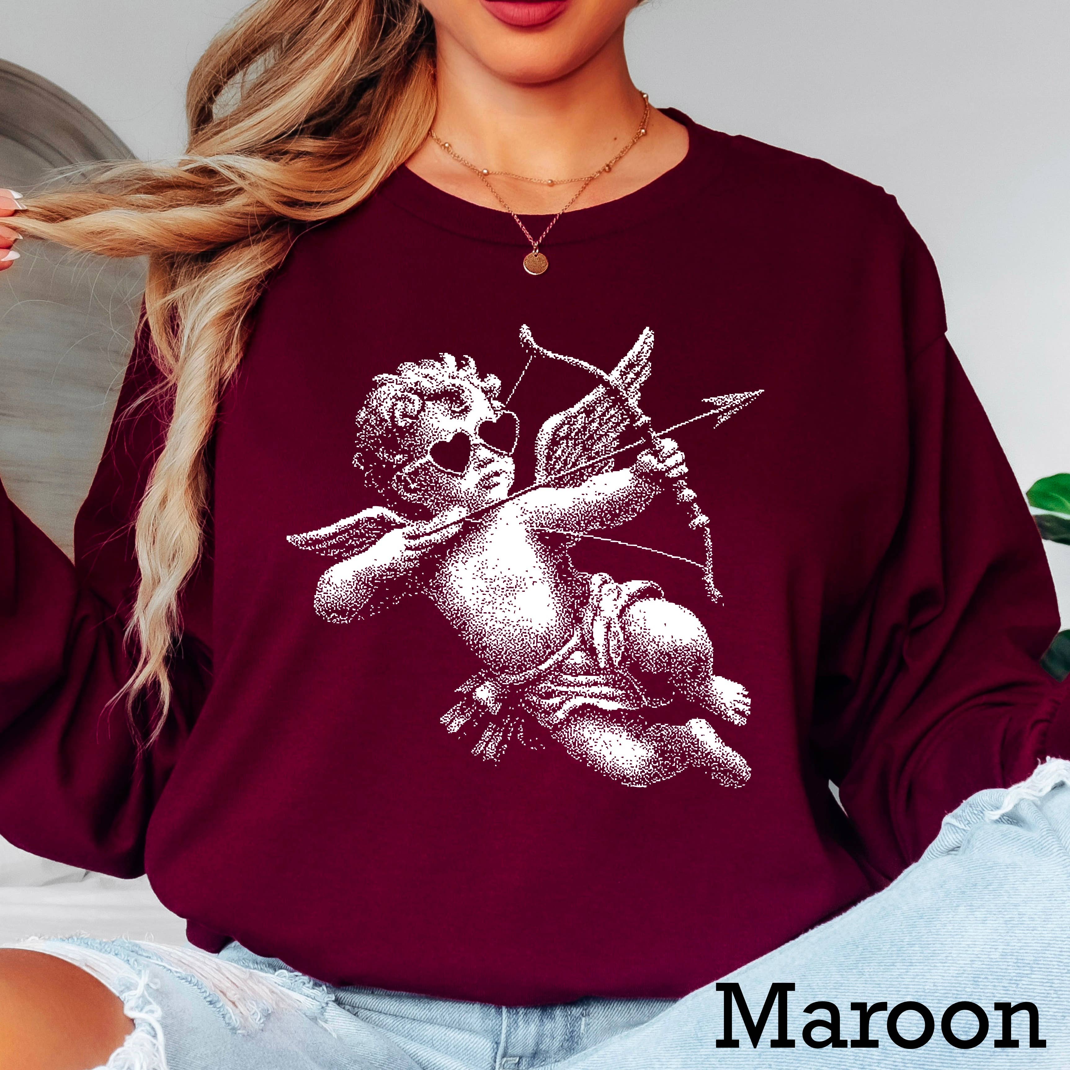 Halftone Cupid  Valentine’S Day Long Sleeve Shirt | Gildan