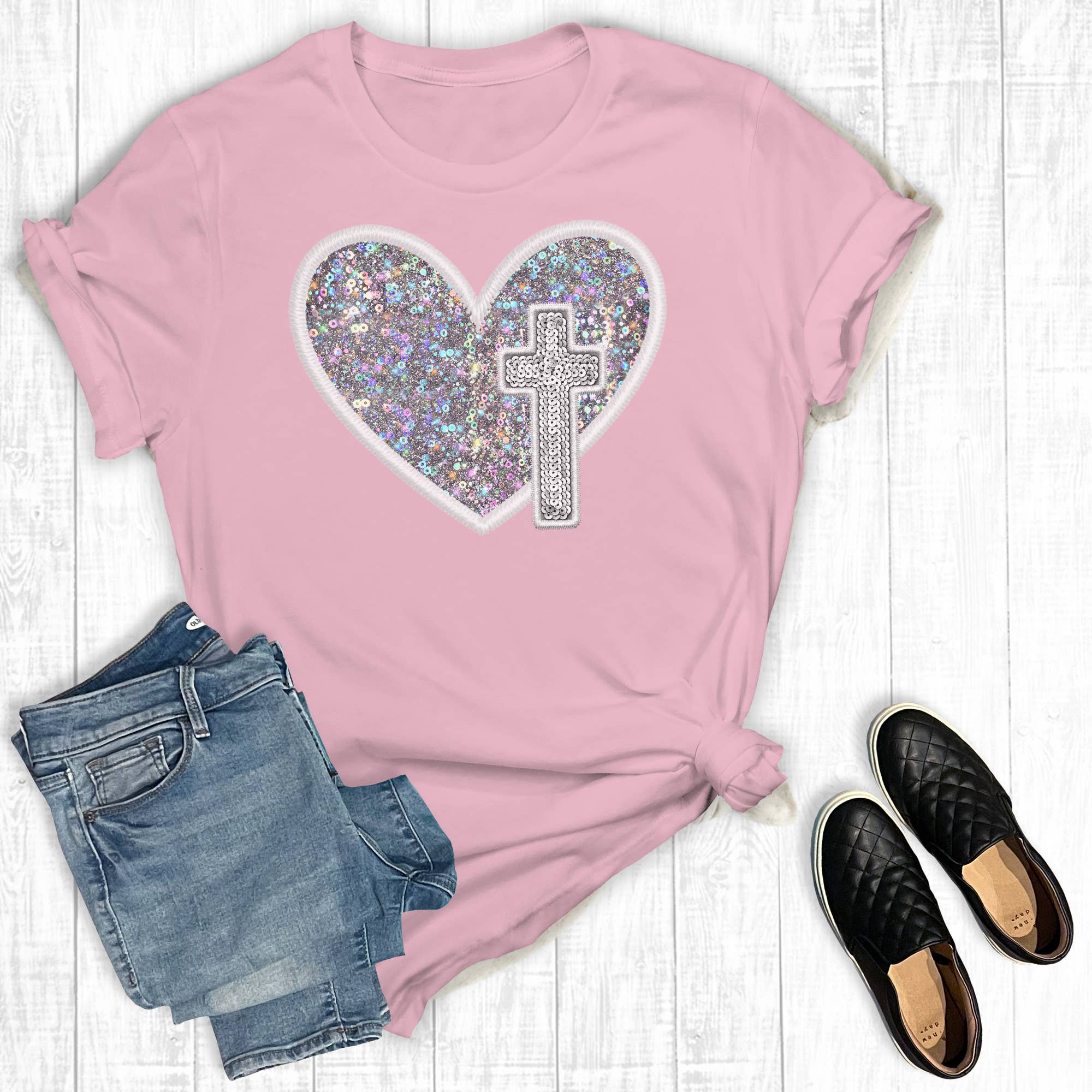 Easter Heart Cross Graphic Tee