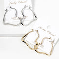 Gold-Dipped Half Textured Line Heart Hoop Earrings