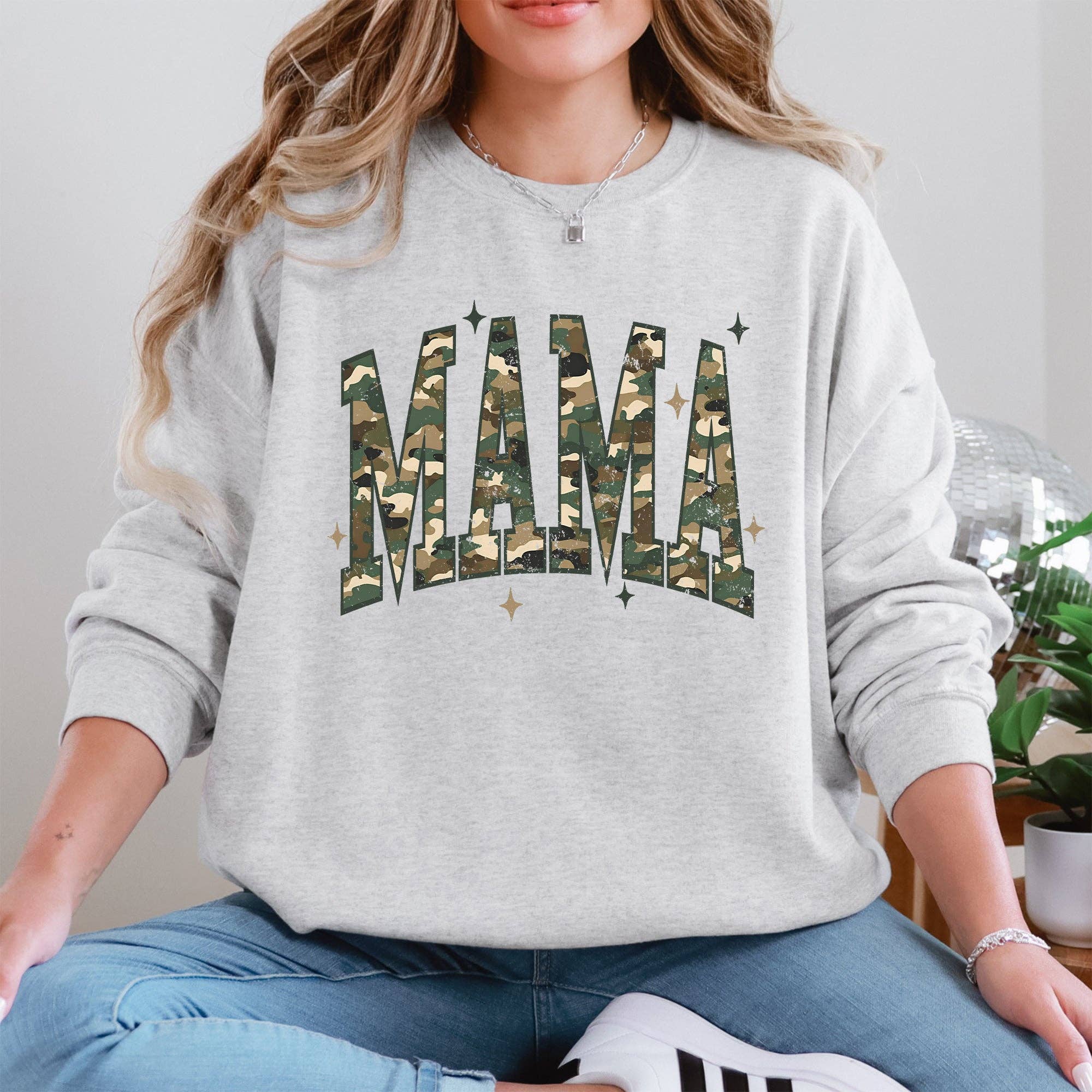 Mama, Camo Stars Camouflage Hunting Mother's Day Sweatshirt