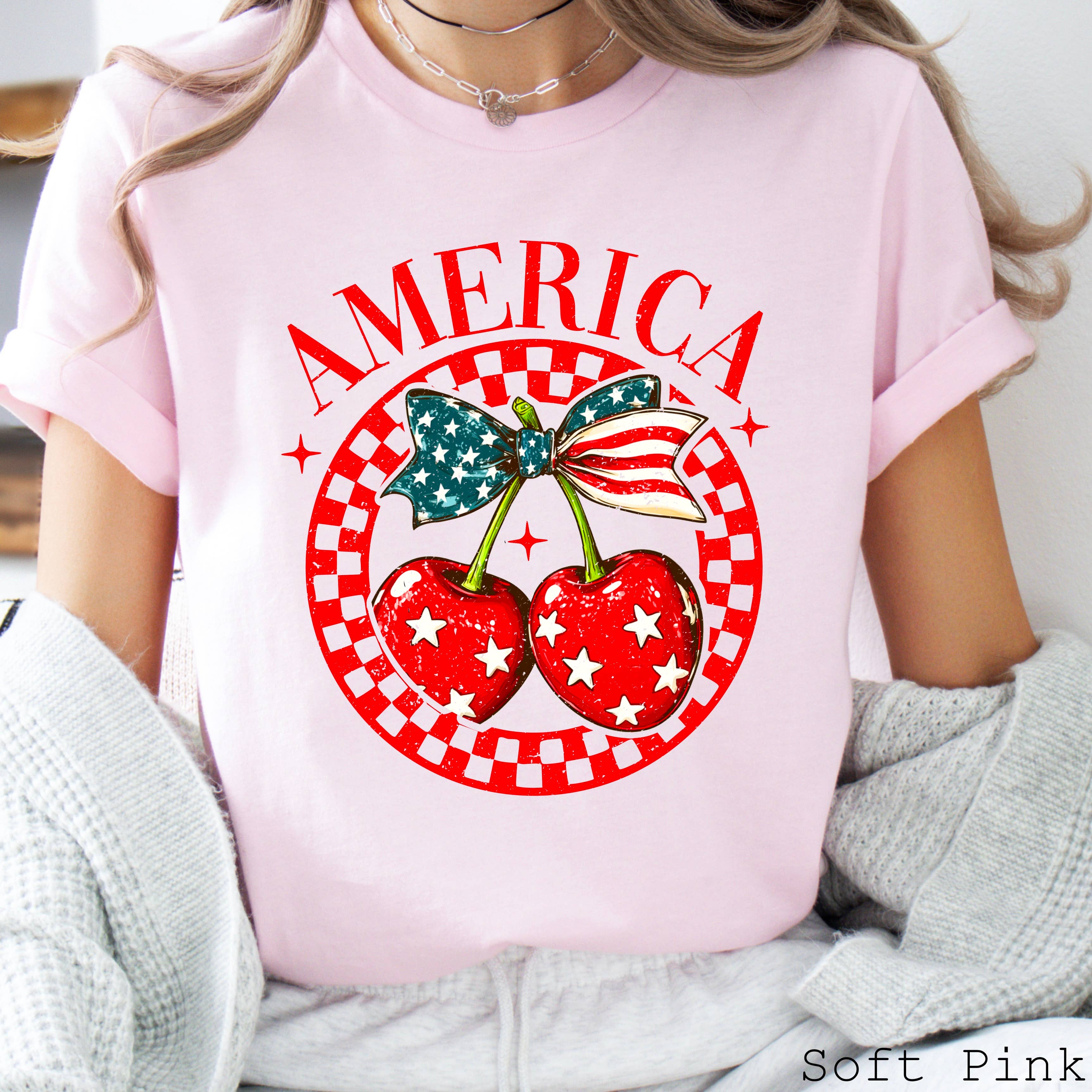 July 4th Graphic Tee | America Cherries | Bella Canvas